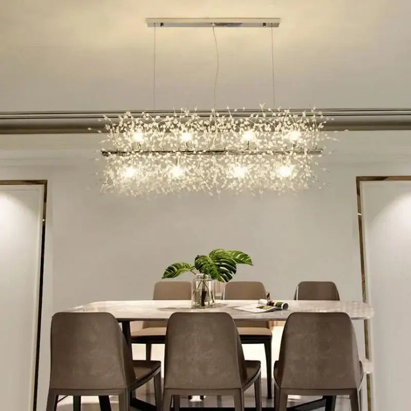 Modern crystal dandelion chandelier led hanging light dining room