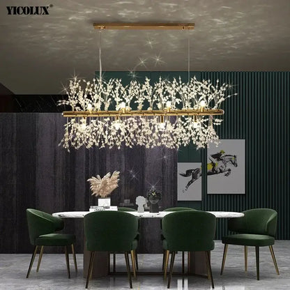 Modern crystal dandelion chandelier led hanging light dining room