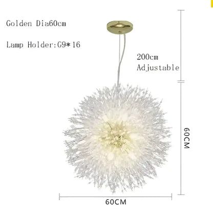 Modern crystal dandelion chandelier led pendant lamp dining room