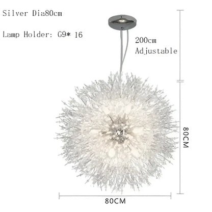 Modern crystal dandelion chandelier led pendant lamp dining room