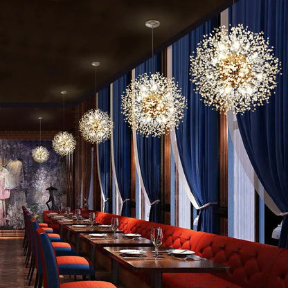 Modern crystal dandelion chandelier led pendant lamp dining room