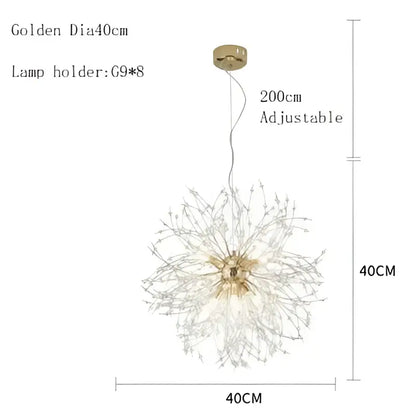 Modern crystal dandelion chandelier led pendant lamp dining room
