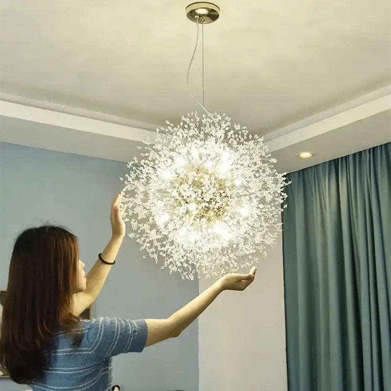 Modern crystal dandelion chandelier led pendant lamp dining room