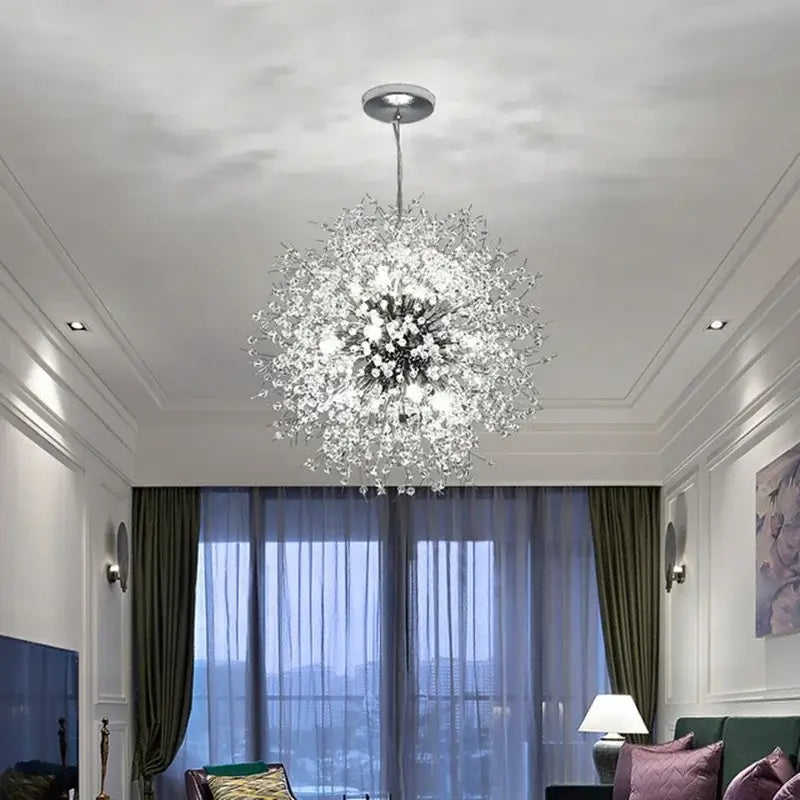 Modern crystal dandelion chandelier led pendant lamp dining room
