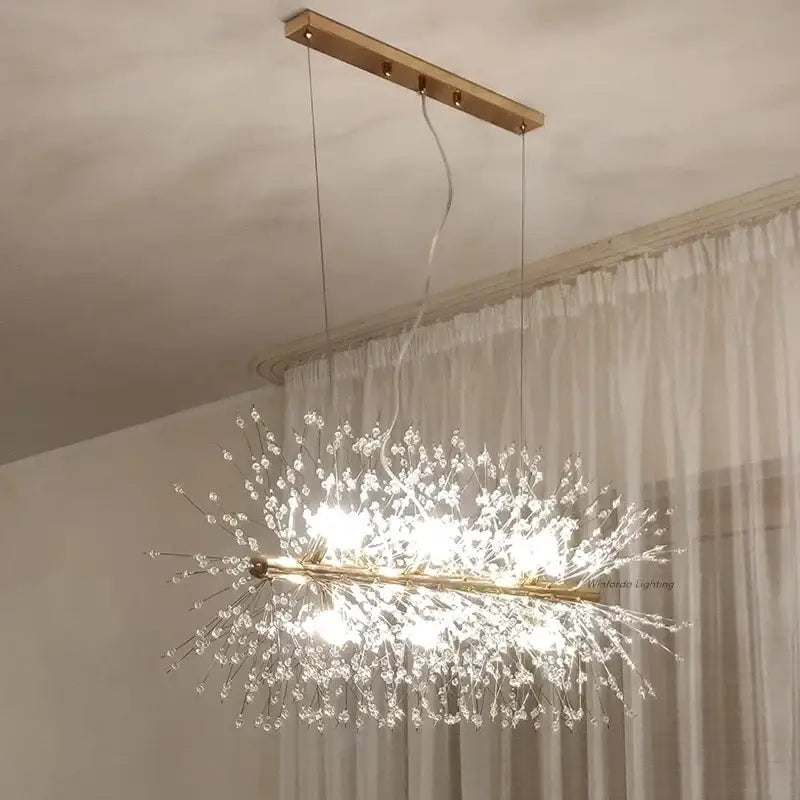 Modern crystal dandelion chandelier led pendant lamp dining room