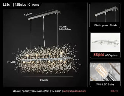 Modern crystal dandelion led ceiling chandelier for living room