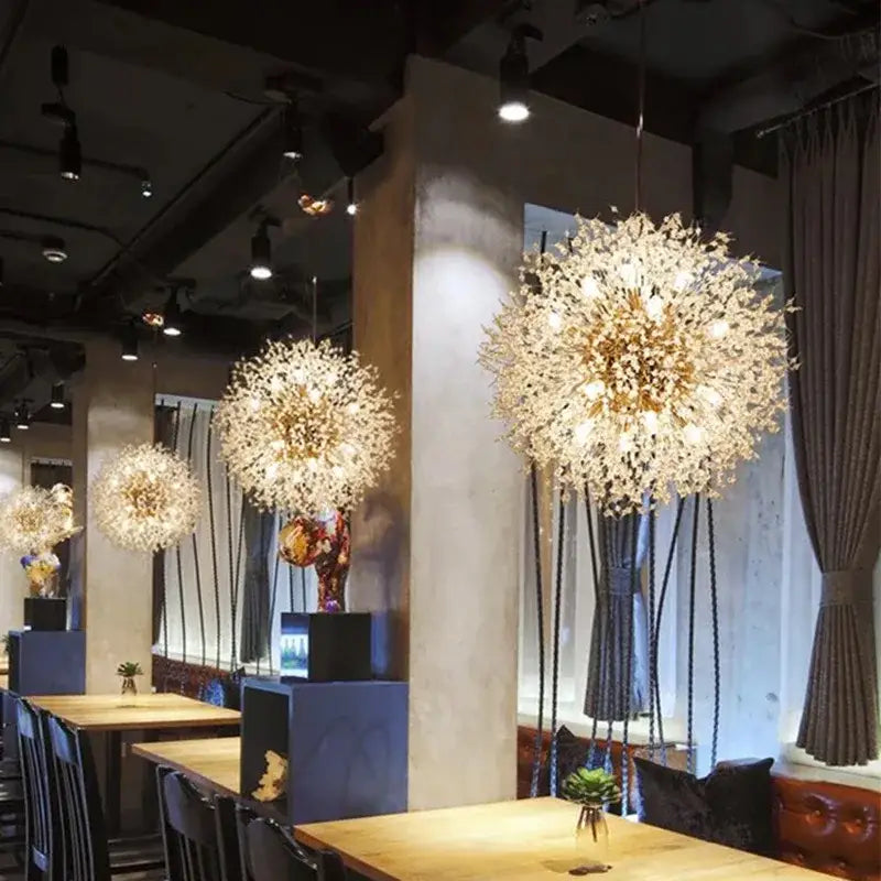 Modern crystal dandelion led ceiling chandelier for living room