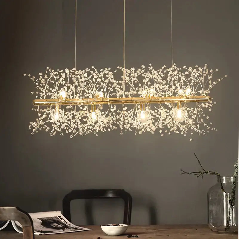 Modern crystal dandelion led ceiling chandelier for living room