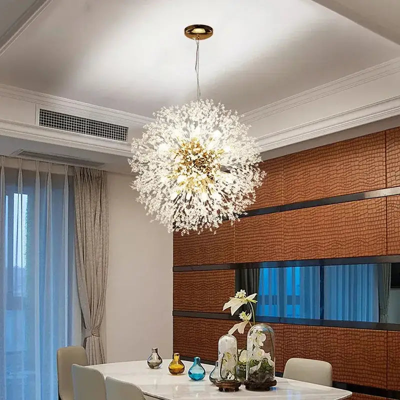 Modern crystal dandelion led ceiling chandelier for living room