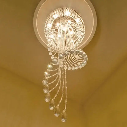 Modern crystal double spiral staircase chandelier for living room