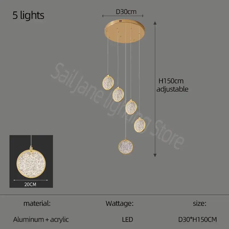 Modern crystal double story led ring chandelier living room light