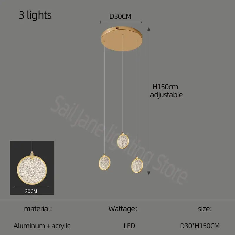 Modern crystal double story led ring chandelier living room light
