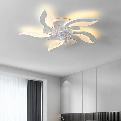 Modern crystal flower ceiling fan lights bedroom dimmable fixture