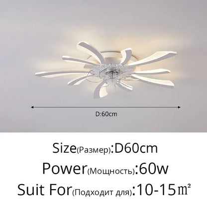 Modern crystal flower ceiling fan lights bedroom dimmable fixture