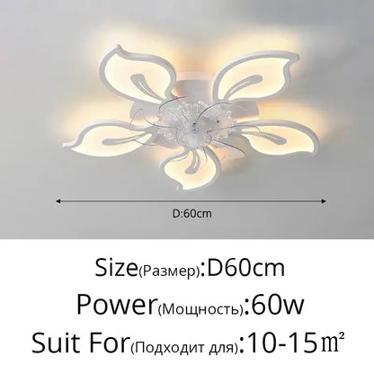 Modern crystal flower ceiling fan lights bedroom dimmable fixture