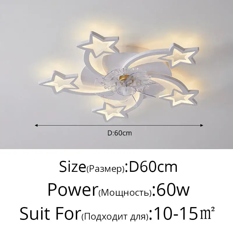 Modern crystal flower ceiling fan lights bedroom dimmable fixture