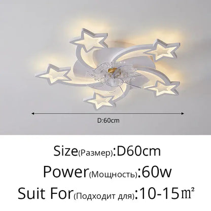Modern crystal flower ceiling fan lights bedroom dimmable fixture