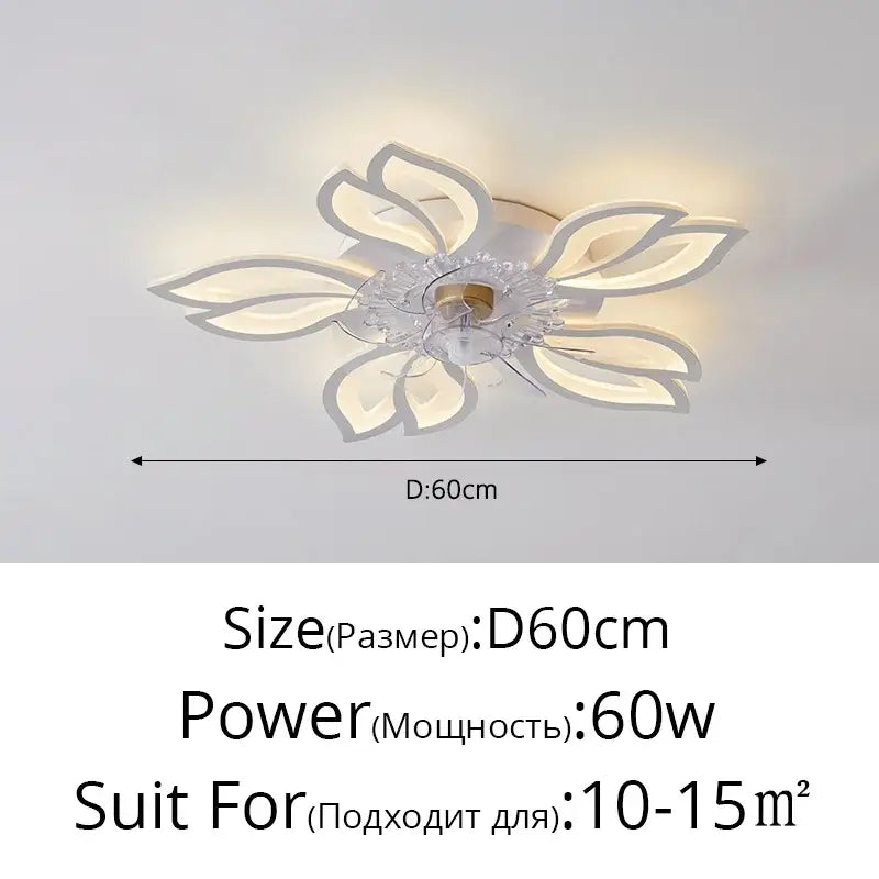 Modern crystal flower ceiling fan lights bedroom dimmable fixture