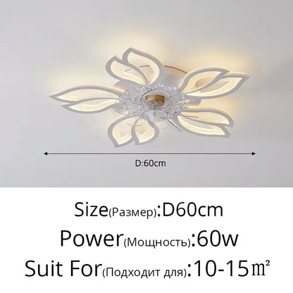 Modern crystal flower ceiling fan lights bedroom dimmable fixture