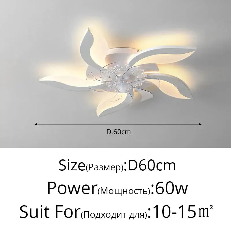 Modern crystal flower ceiling fan lights bedroom dimmable fixture