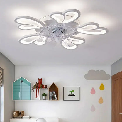 Modern crystal flower ceiling fan lights bedroom dimmable fixture
