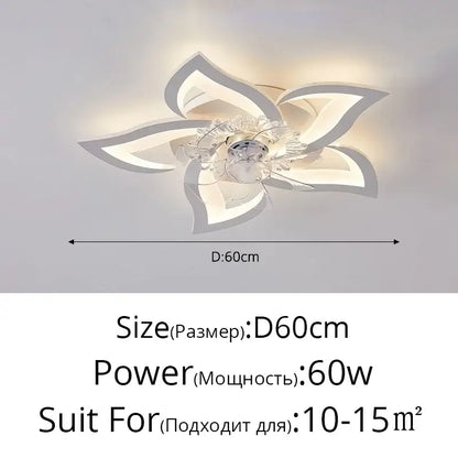 Modern crystal flower ceiling fan lights bedroom dimmable fixture