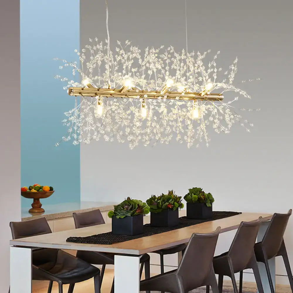 Modern crystal flower chrome & gold ceiling lamp kitchen chandelier