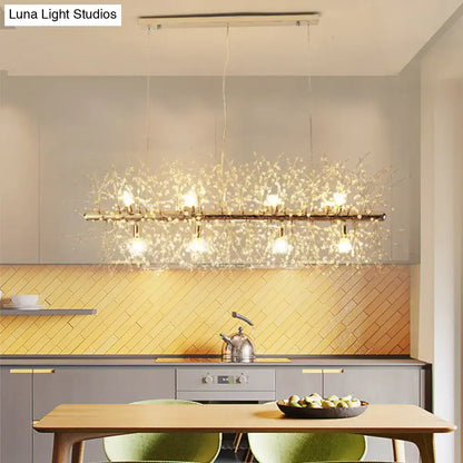 Modern crystal flower chrome & gold ceiling lamp kitchen chandelier