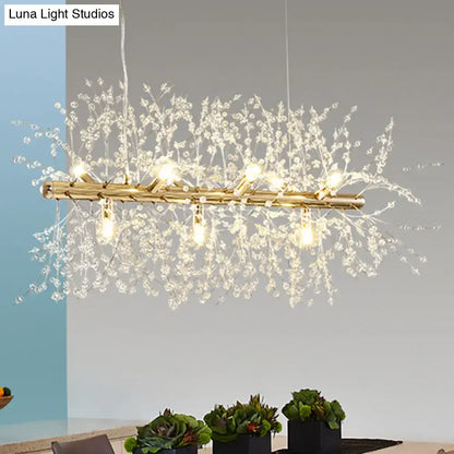 Modern crystal flower chrome & gold ceiling lamp kitchen chandelier