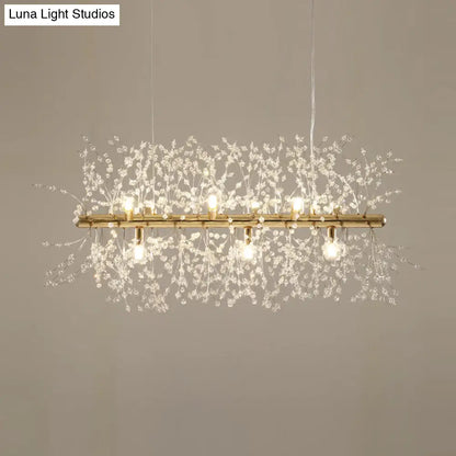 DecorBites™ Modern Crystal Flower Island Pendant Ceiling Lamp for Kitchen (9/12-Head, Chrome/Gold)