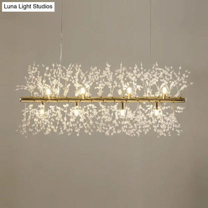 DecorBites™ Modern Crystal Flower Island Pendant Ceiling Lamp for Kitchen (9/12-Head, Chrome/Gold)