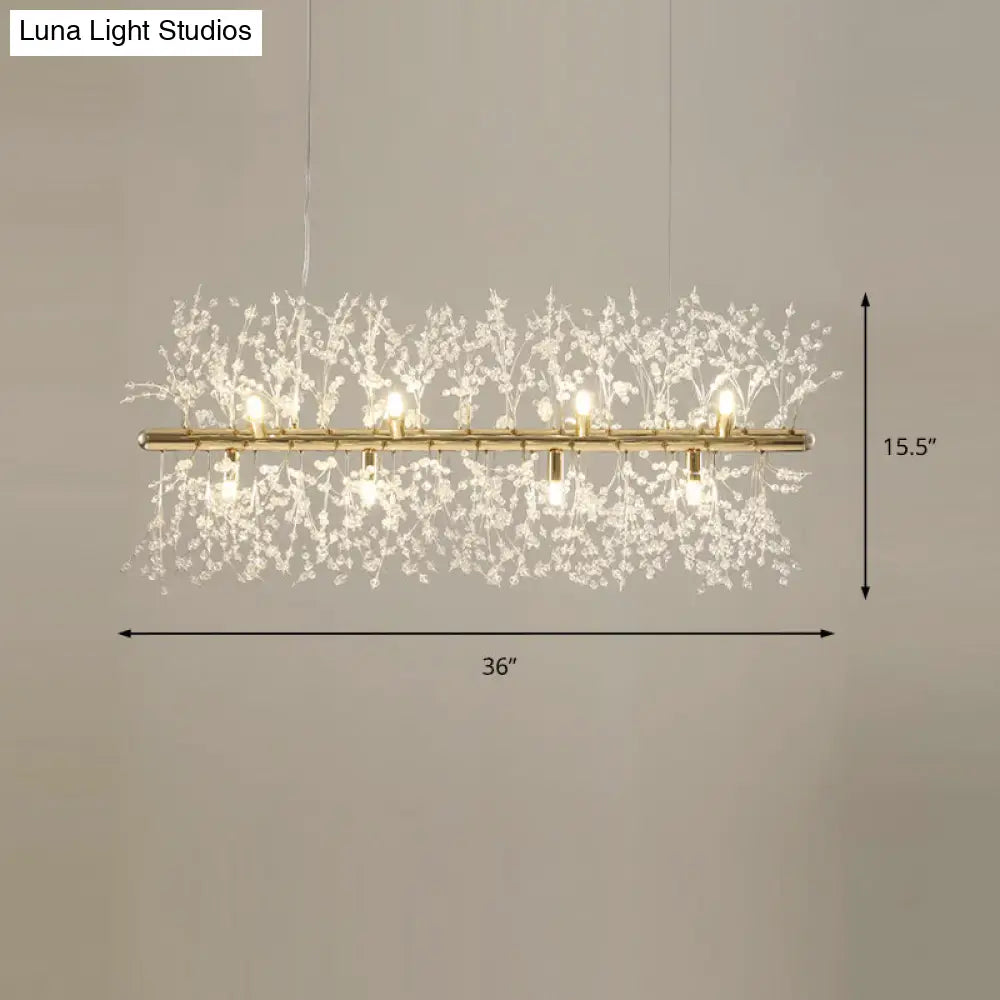 DecorBites™ Modern Crystal Flower Island Pendant Ceiling Lamp for Kitchen (9/12-Head, Chrome/Gold)