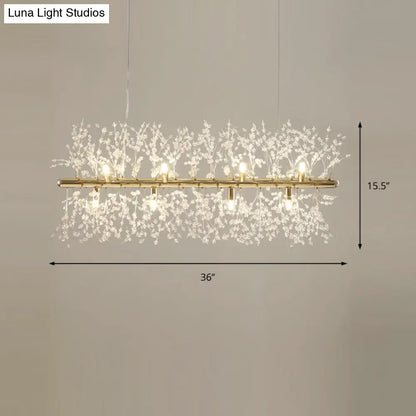DecorBites™ Modern Crystal Flower Island Pendant Ceiling Lamp for Kitchen (9/12-Head, Chrome/Gold)