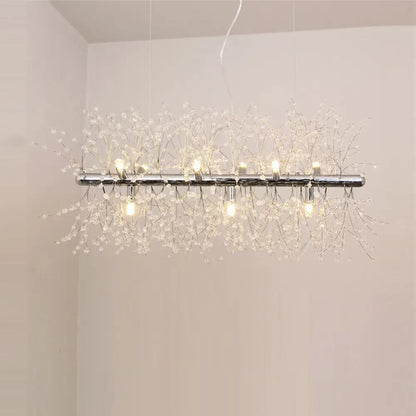 DecorBites™ Modern Crystal Flower Island Pendant Ceiling Lamp for Kitchen (9/12-Head, Chrome/Gold)