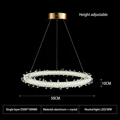Modern crystal flower led chandelier dining room pendant light