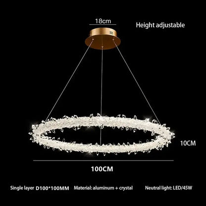 Modern crystal flower led chandelier dining room pendant light