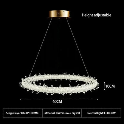 Modern crystal flower led chandelier living room pendant light