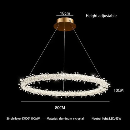 Modern crystal flower led chandelier living room pendant light