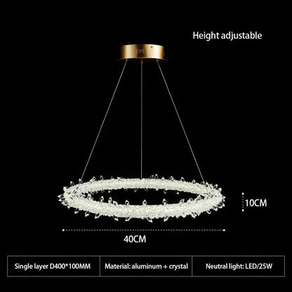 Modern crystal flower led chandelier living room pendant light