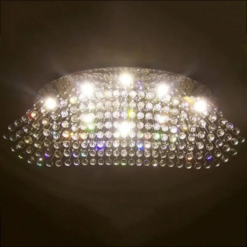 Modern crystal flush mount chandelier living room oval lighting fixture