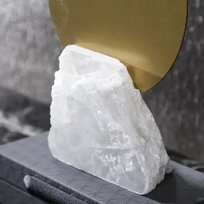 Modern crystal geometric metal sculpture bookends for living room