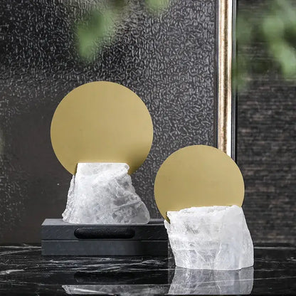 Modern crystal geometric metal sculpture bookends for living room