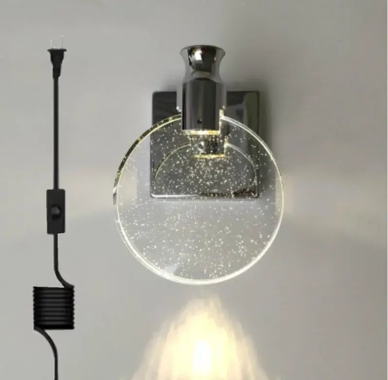Modern crystal glass gold wall lamp bedroom sconce
