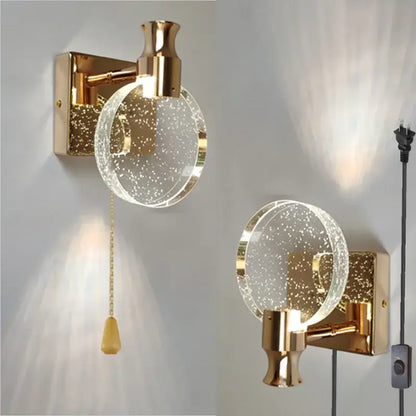 Modern crystal glass gold wall lamp bedroom sconce