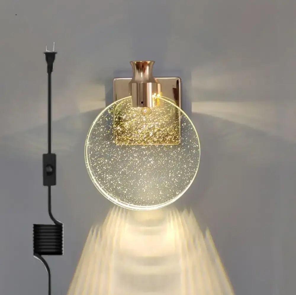 Modern crystal glass gold wall lamp bedroom sconce