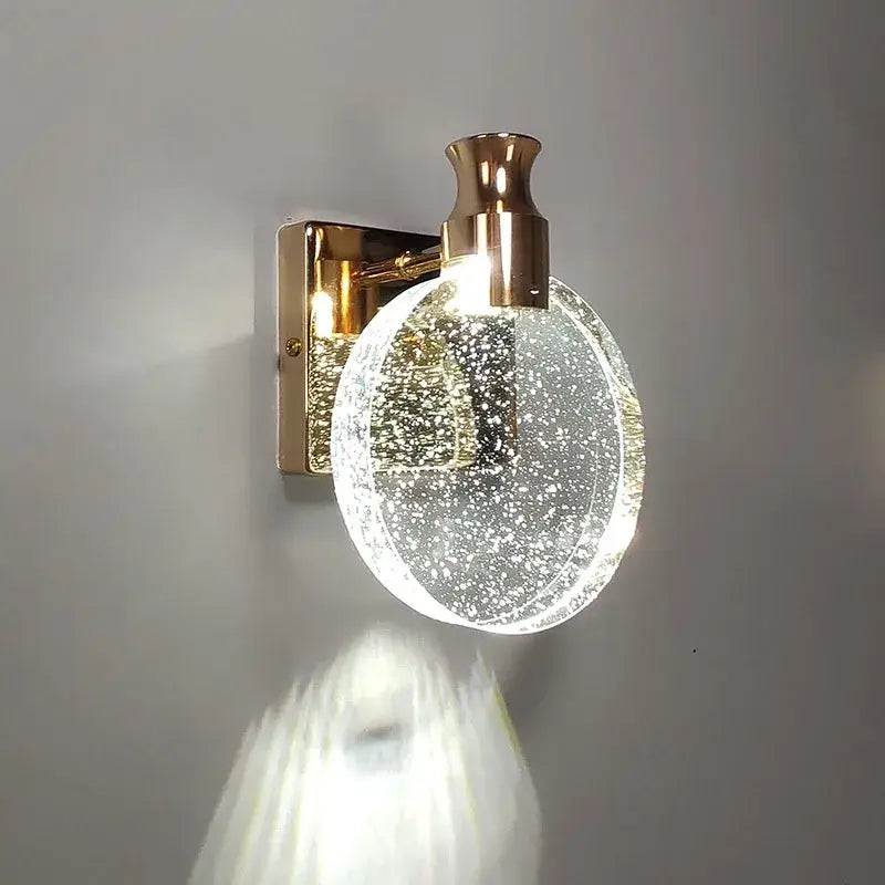 Modern crystal glass gold wall lamp bedroom sconce