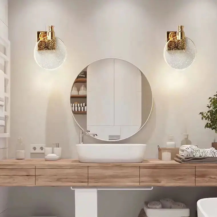 Modern crystal glass gold wall lamp bedroom sconce
