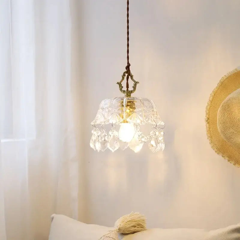 Modern crystal glass led pendant lamp – dining room brass light