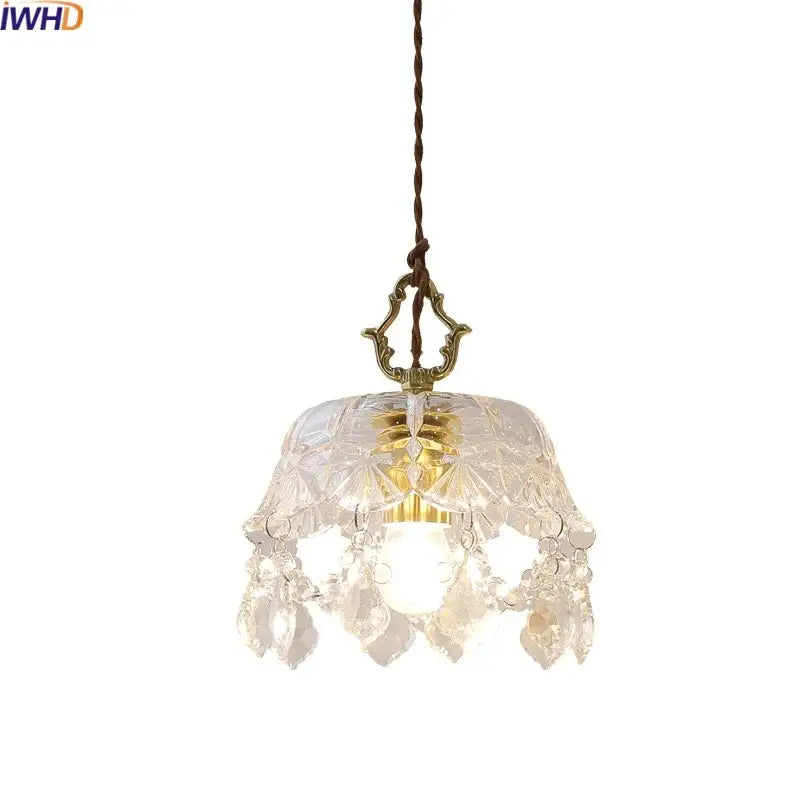 Modern crystal glass led pendant lamp – dining room brass light
