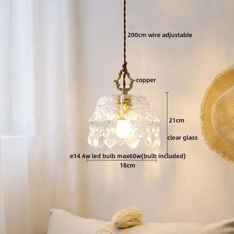 Modern crystal glass led pendant lamp – dining room brass light